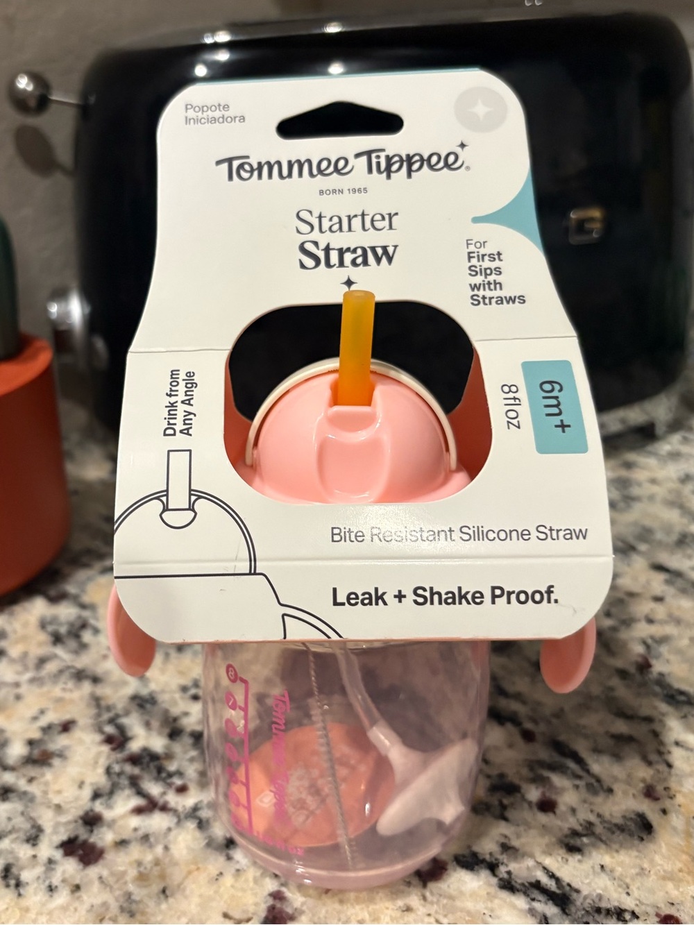 Tommee Tippee Starter Weighted Straw Baby & Toddler Cup, Spill-Proof, 6m+, 8floz
